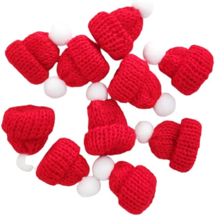 20pcs Mini Christmas Knit Hat Scarf Doll Hat Scarf Dog Costume Wine Bottle Decor