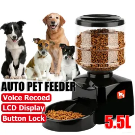 5.5L Automatic Pet Feeder with LCD, Voice Recorder - Smart Meal Dispenser
