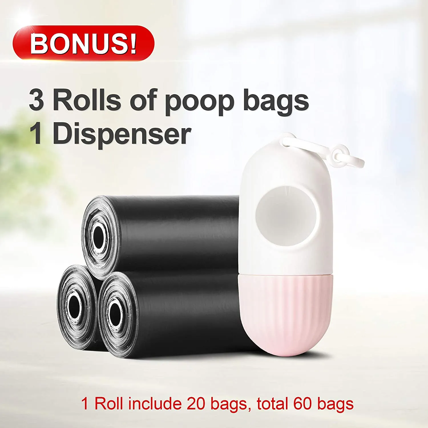5M Retractable Dog Lead Set Walking Leash for Small Dogs with Dispenser and 60 Poop Bags