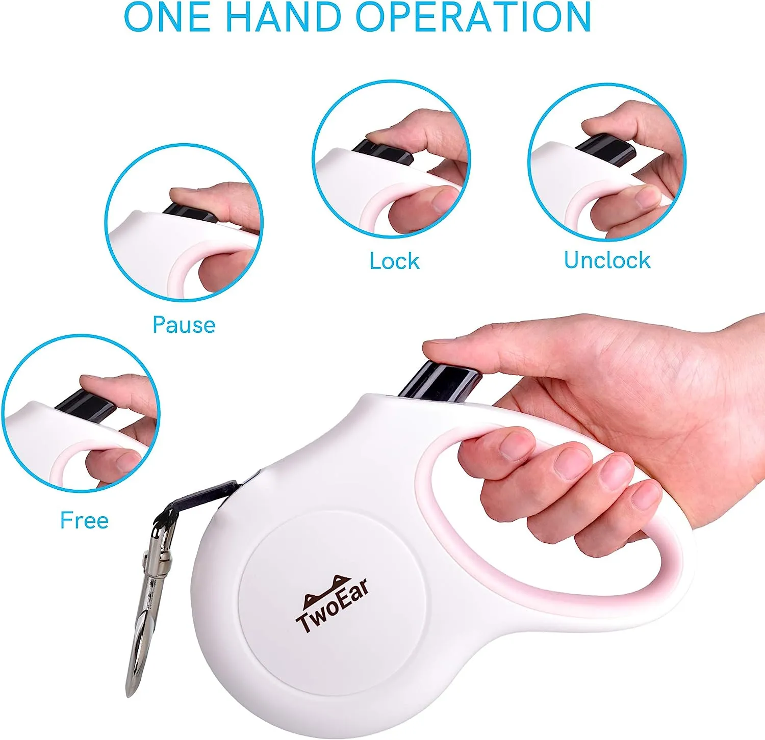 5M Retractable Dog Lead Set Walking Leash for Small Dogs with Dispenser and 60 Poop Bags