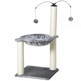 83cm Cat Tree Tower with Sisal Scratching Post Hammock Interactive Ball Toy Kitten Play House Activity Center Furniture Grey