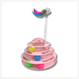 A a Pets' 3-Layer Tower Toy for Cat with 4 Balls and Free Mouse Stick