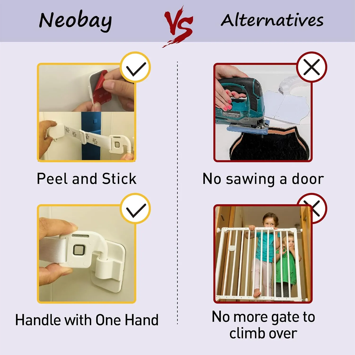 Adjustable Door Strap and Latch, Textile Cat Door Latch to Keep Dog Out of Litter Box, Economical Alternative of Pet Gates, Basic with Stopper 1 Pack
