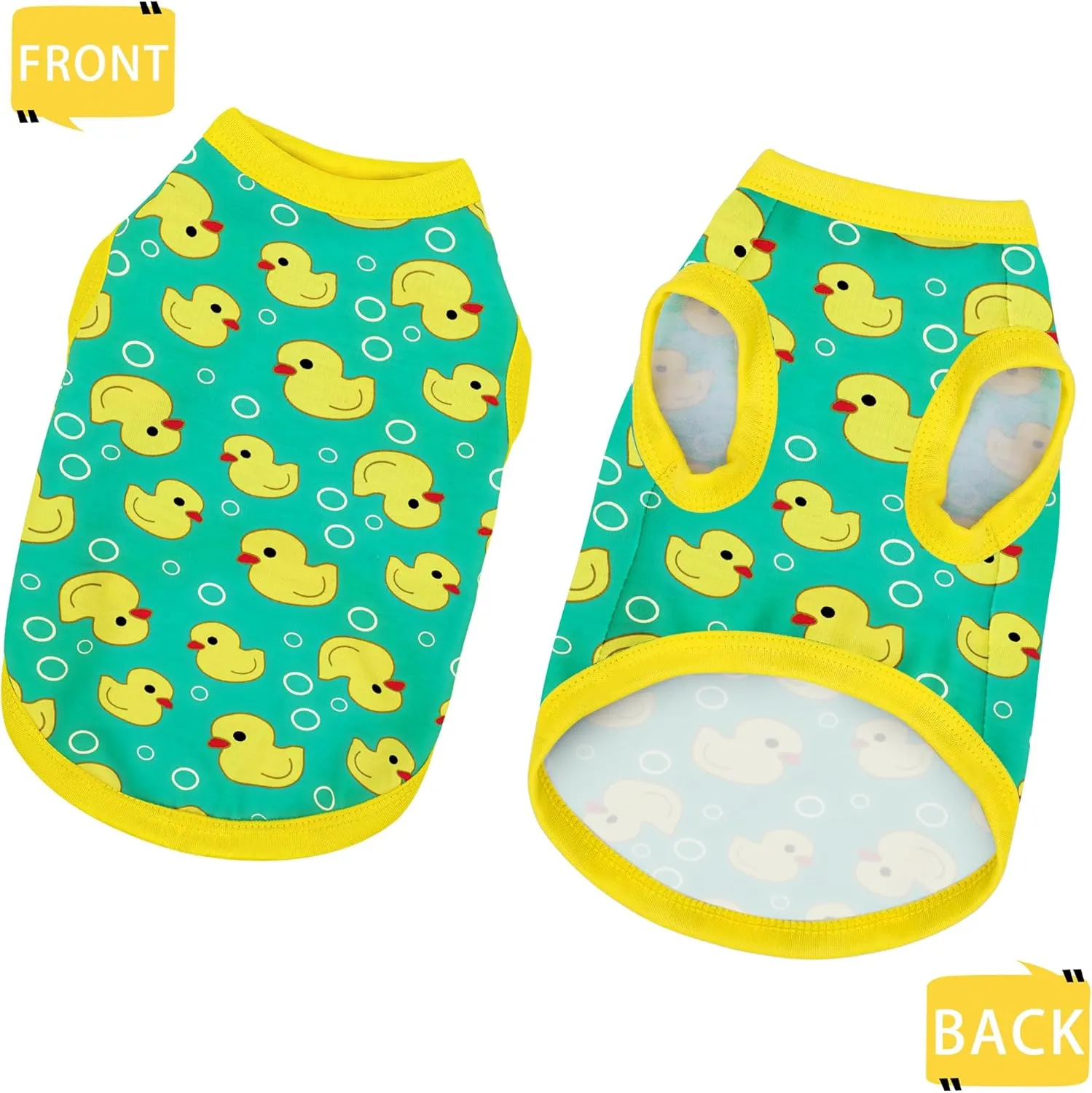 Adorable Yellow Duck Dog Shirt: Lightweight Polyester Cartoon Puppy Vest, Small Medium & Large Dog T-Shirt, Summer Pet Clothes, Cute Dog Apparel, Breathable Dog Tank Top Blue L