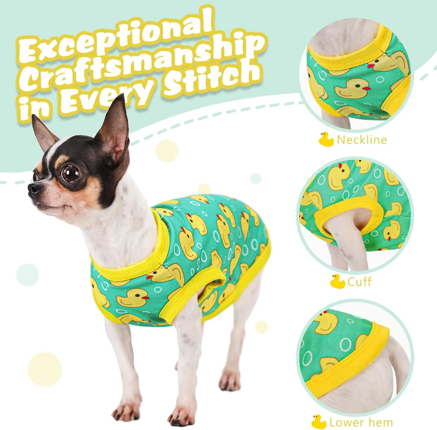 Adorable Yellow Duck Dog Shirt: Lightweight Polyester Cartoon Puppy Vest, Small Medium & Large Dog T-Shirt, Summer Pet Clothes, Cute Dog Apparel, Breathable Dog Tank Top Blue L