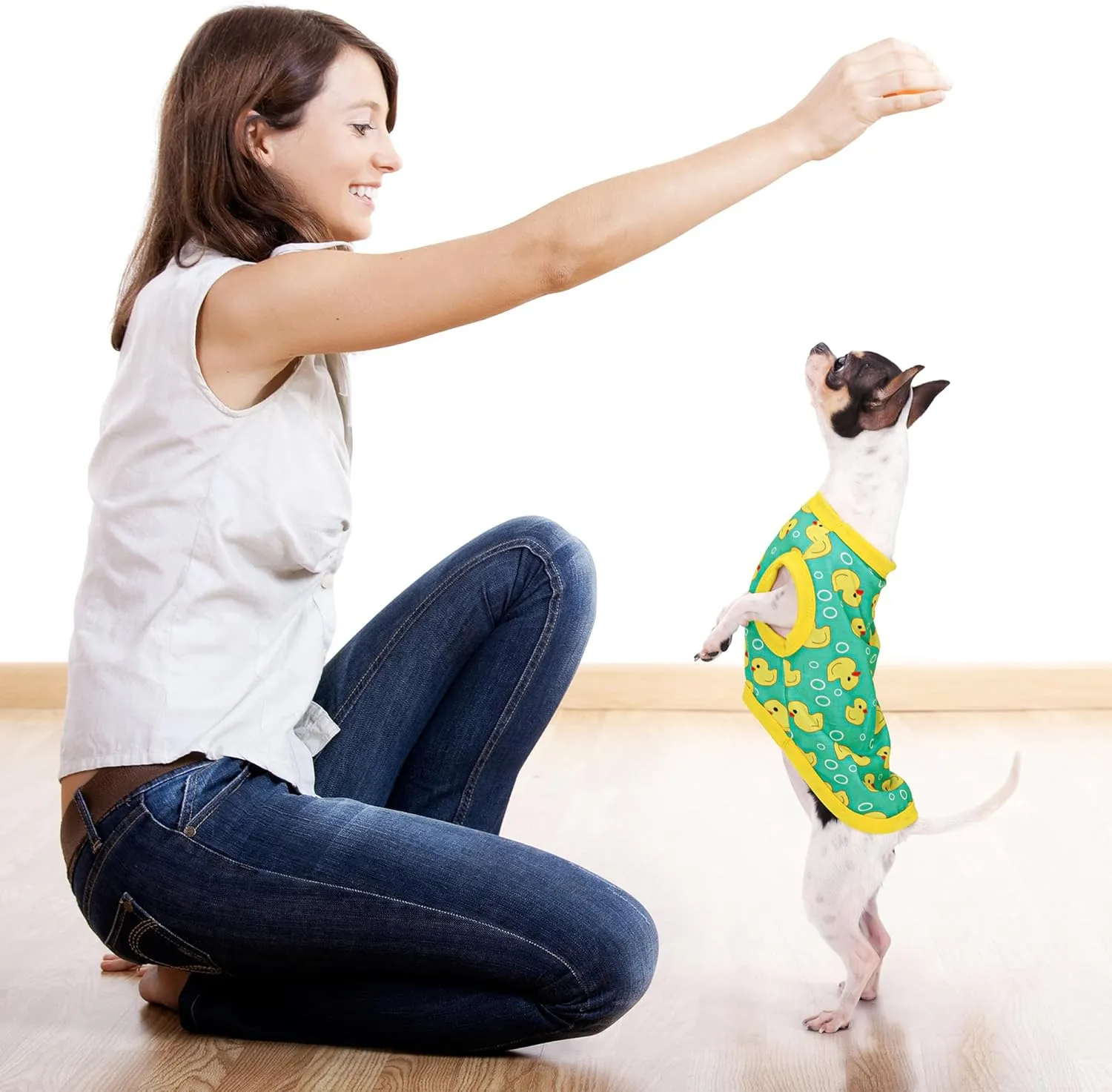 Adorable Yellow Duck Dog Shirt: Lightweight Polyester Cartoon Puppy Vest, Small Medium & Large Dog T-Shirt, Summer Pet Clothes, Cute Dog Apparel, Breathable Dog Tank Top Blue L