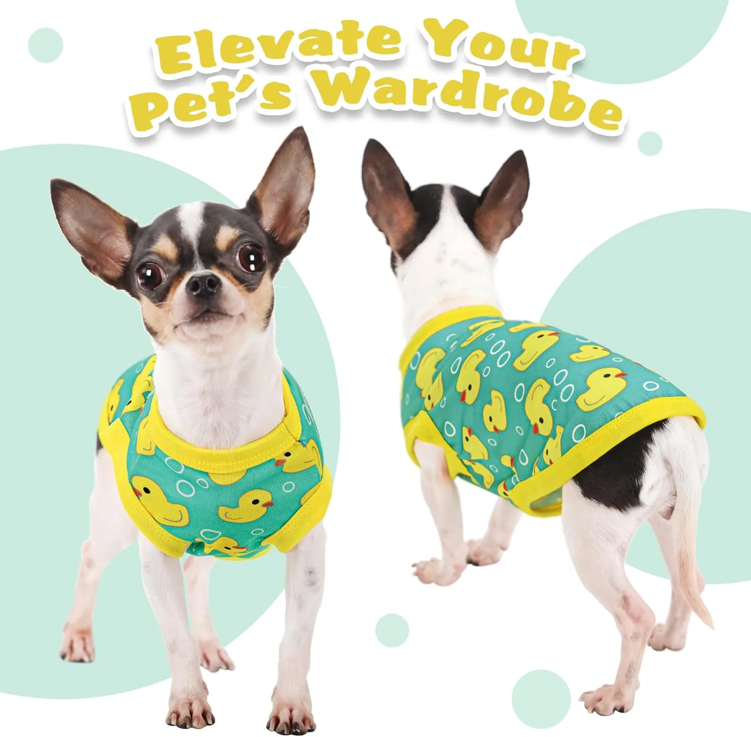 Adorable Yellow Duck Dog Shirt: Lightweight Polyester Cartoon Puppy Vest, Small Medium & Large Dog T-Shirt, Summer Pet Clothes, Cute Dog Apparel, Breathable Dog Tank Top Blue L