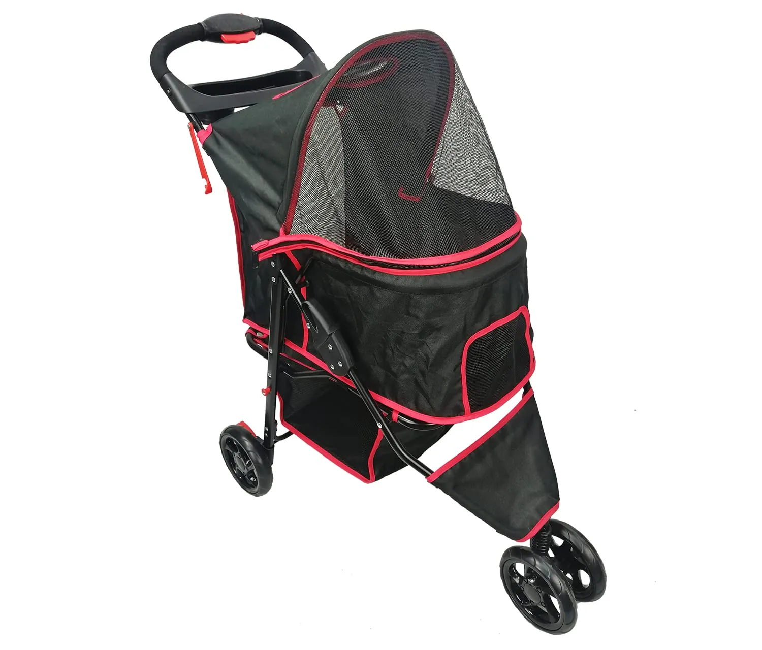 AmorosO Pet Stroller for Convenience and Mobility | Effortless Cat and Dog Pet Carrier | Storage Compartment & Foldable for Easy Walking and Transport | Indoor and Outdoor Uses | Black Pet Carrier