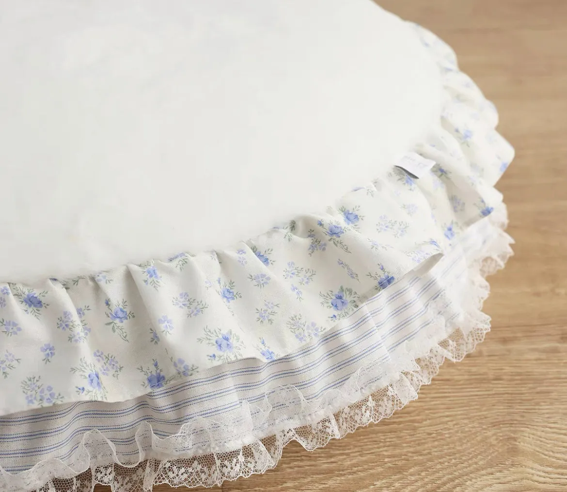 Beary Round Blue Floral Pet Cushion