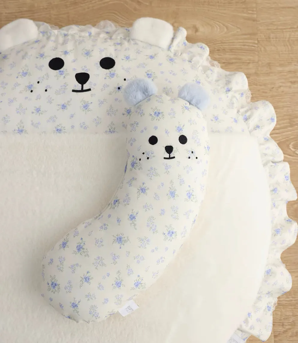 Beary Round Blue Floral Pet Cushion