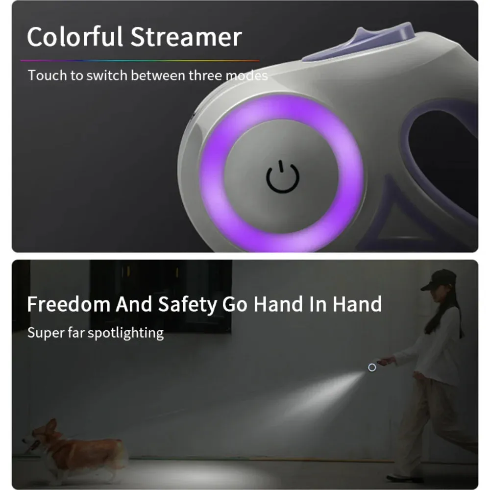 BrightPath Dog Leash: Retractable, Durable, and Illuminated for Safer Walks
