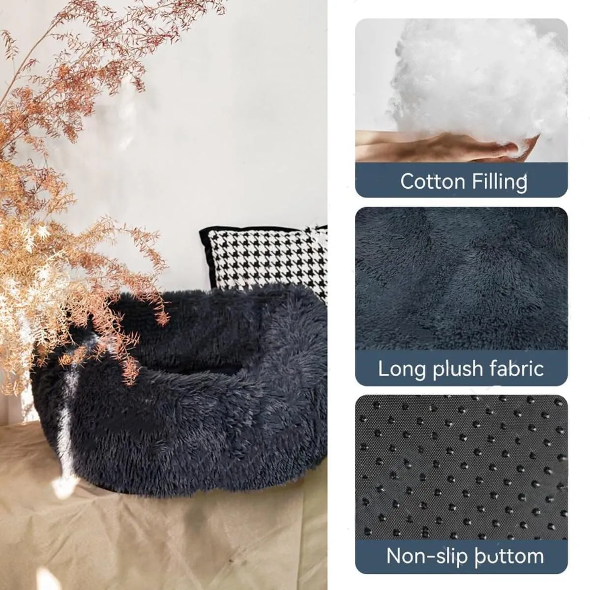 Car Seat Dog, Fluffy Safety Cars Seat for Large Small Dogs,Removable and Easy to Clean,Pets Bed for Travel with Thick Cushion for All Cars