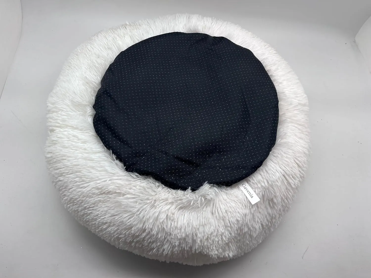 Cat and Dog Bed, 20''x20'' Washable Donut, Soft Plush Pet Cushion, Waterproof Bottom, Fluffy Calming Self-Warming for Indoor Cats, Sleep Improvement, White
