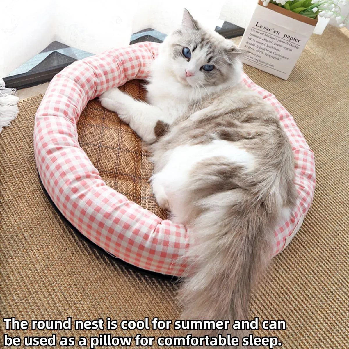 Cat Bed for Indoor Cats, Dog Pet Cooling Mat Cushion Pad Bed Summer Cool Down Comfortable Soft for Pets Small Dogs Kitten Kitty Puppy (Blue,Large)