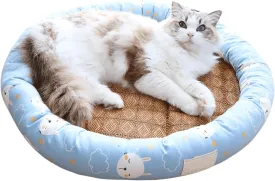 Cat Bed for Indoor Cats, Dog Pet Cooling Mat Cushion Pad Bed Summer Cool Down Comfortable Soft for Pets Small Dogs Kitten Kitty Puppy (Blue,Large)