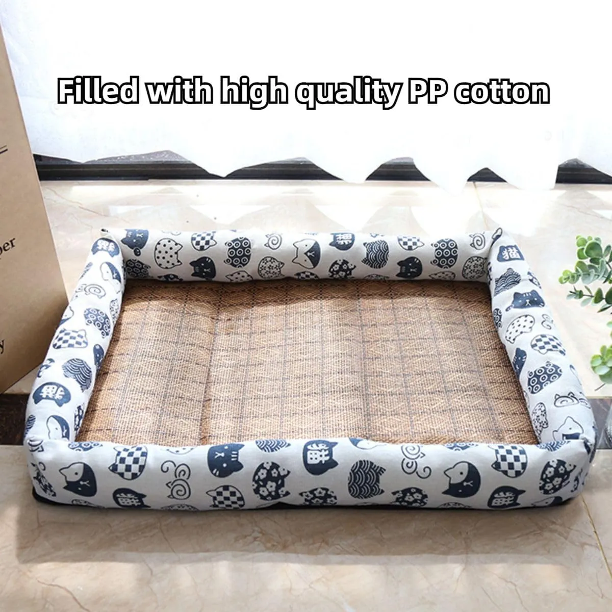 Cat Bed for Indoor Cats, Sleeping Mats Dog Kennel Indoor Puppy Cat Summer Pad Dog Bed Indoor Dog Cooling Mat Small Cat Dog Bed Comfortable Pet Nest (Navy,Small)