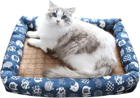 Cat Bed for Indoor Cats, Sleeping Mats Dog Kennel Indoor Puppy Cat Summer Pad Dog Bed Indoor Dog Cooling Mat Small Cat Dog Bed Comfortable Pet Nest (Navy,Small)