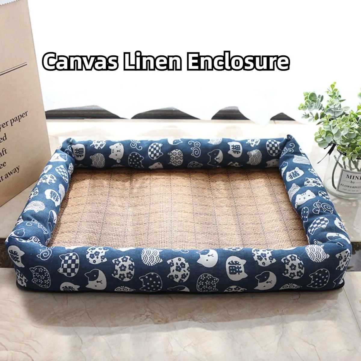 Cat Bed for Indoor Cats, Sleeping Mats Dog Kennel Indoor Puppy Cat Summer Pad Dog Bed Indoor Dog Cooling Mat Small Cat Dog Bed Comfortable Pet Nest (Navy,Small)