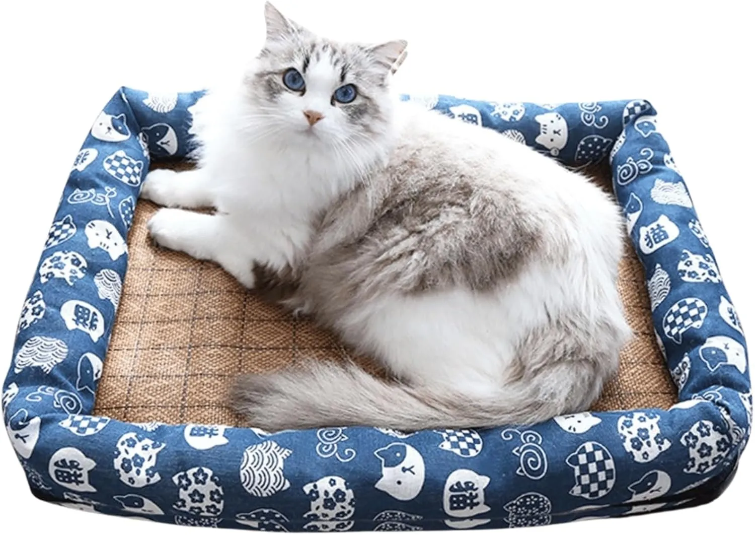 Cat Bed for Indoor Cats, Sleeping Mats Dog Kennel Indoor Puppy Cat Summer Pad Dog Bed Indoor Dog Cooling Mat Small Cat Dog Bed Comfortable Pet Nest (Navy,Small)