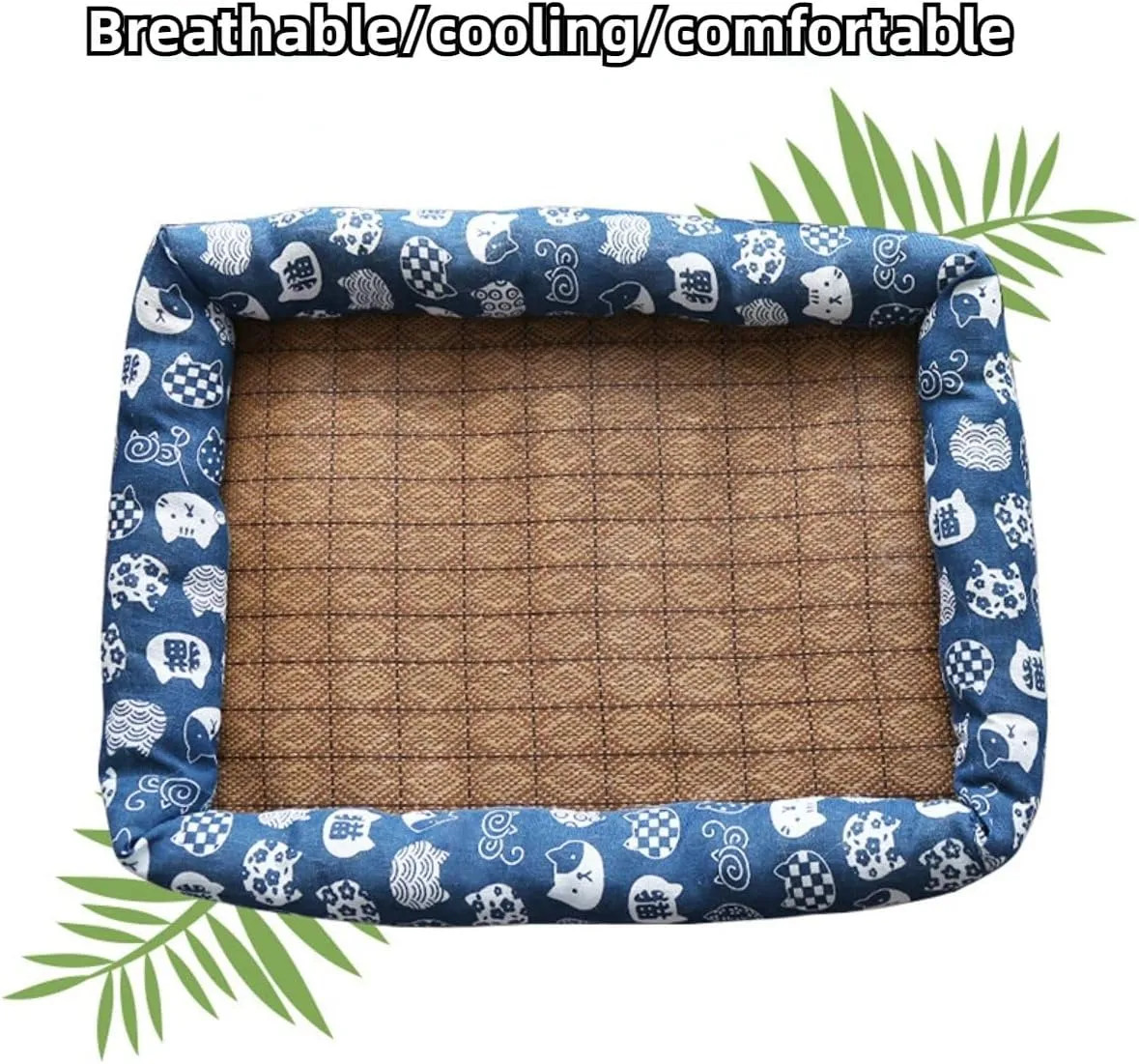 Cat Bed for Indoor Cats, Sleeping Mats Dog Kennel Indoor Puppy Cat Summer Pad Dog Bed Indoor Dog Cooling Mat Small Cat Dog Bed Comfortable Pet Nest (Navy,Small)