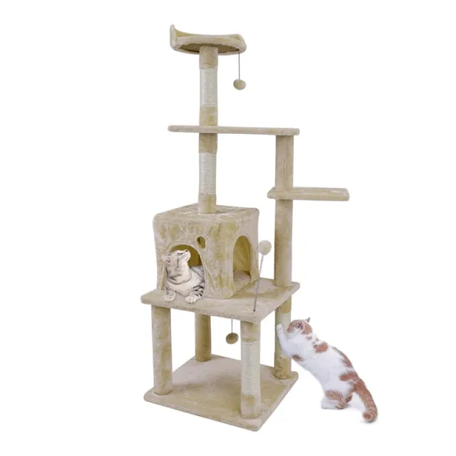 Cat Tree Cat Tower with Scratching Posts and Plush Condo Cat Furniture for Small Spaces Multi-Level Stand House Activity Tower