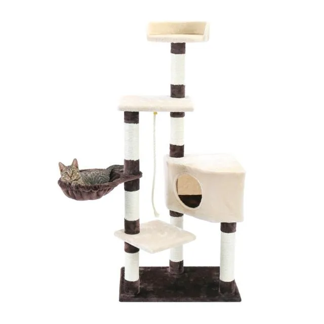 Cat Tree Cat Tower with Scratching Posts and Plush Condo Cat Furniture for Small Spaces Multi-Level Stand House Activity Tower