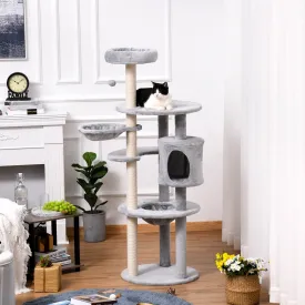 Cat Tree Tower w/ Scratching Posts Hammock Hanging Ball Condo 58 x 58 x 158cm