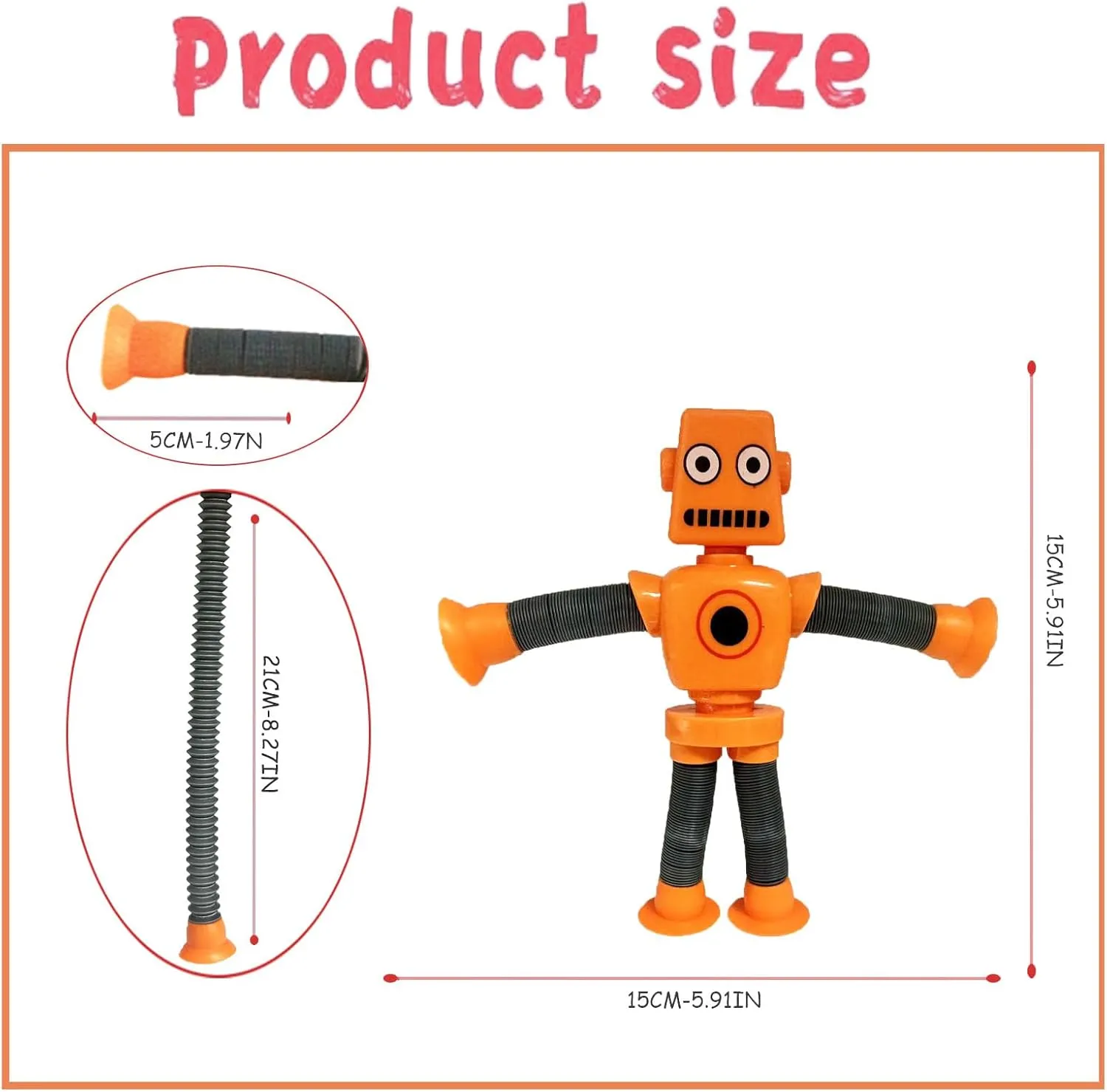 Changing Shape Robot Toy, Suction Cup Toys,Autism Sensory TelescopicPop Tubes Fidget Toys,Parties Birthdays, Easter, Valentine's Day TravelParty Game. (Multicolor 24pcs)