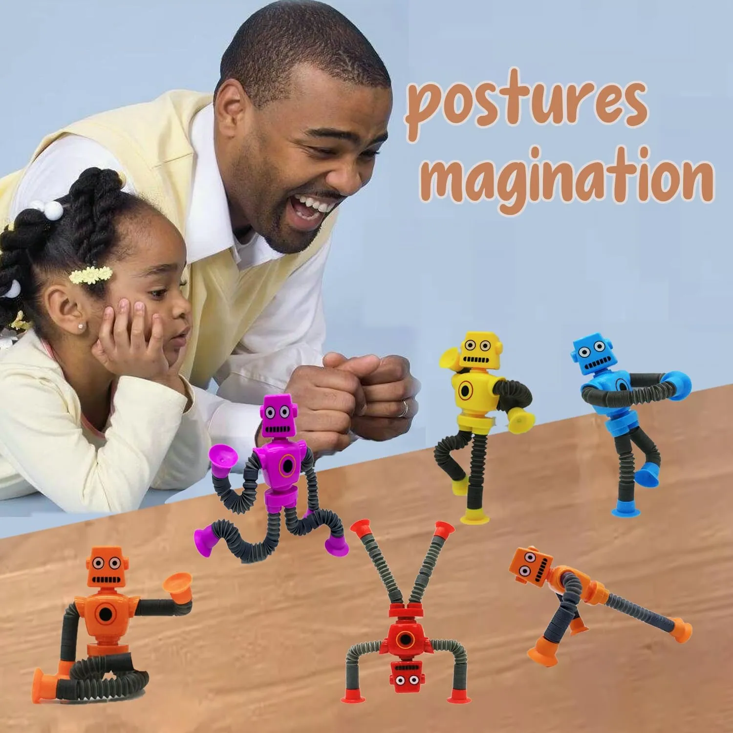 Changing Shape Robot Toy, Suction Cup Toys,Autism Sensory TelescopicPop Tubes Fidget Toys,Parties Birthdays, Easter, Valentine's Day TravelParty Game. (Multicolor 24pcs)