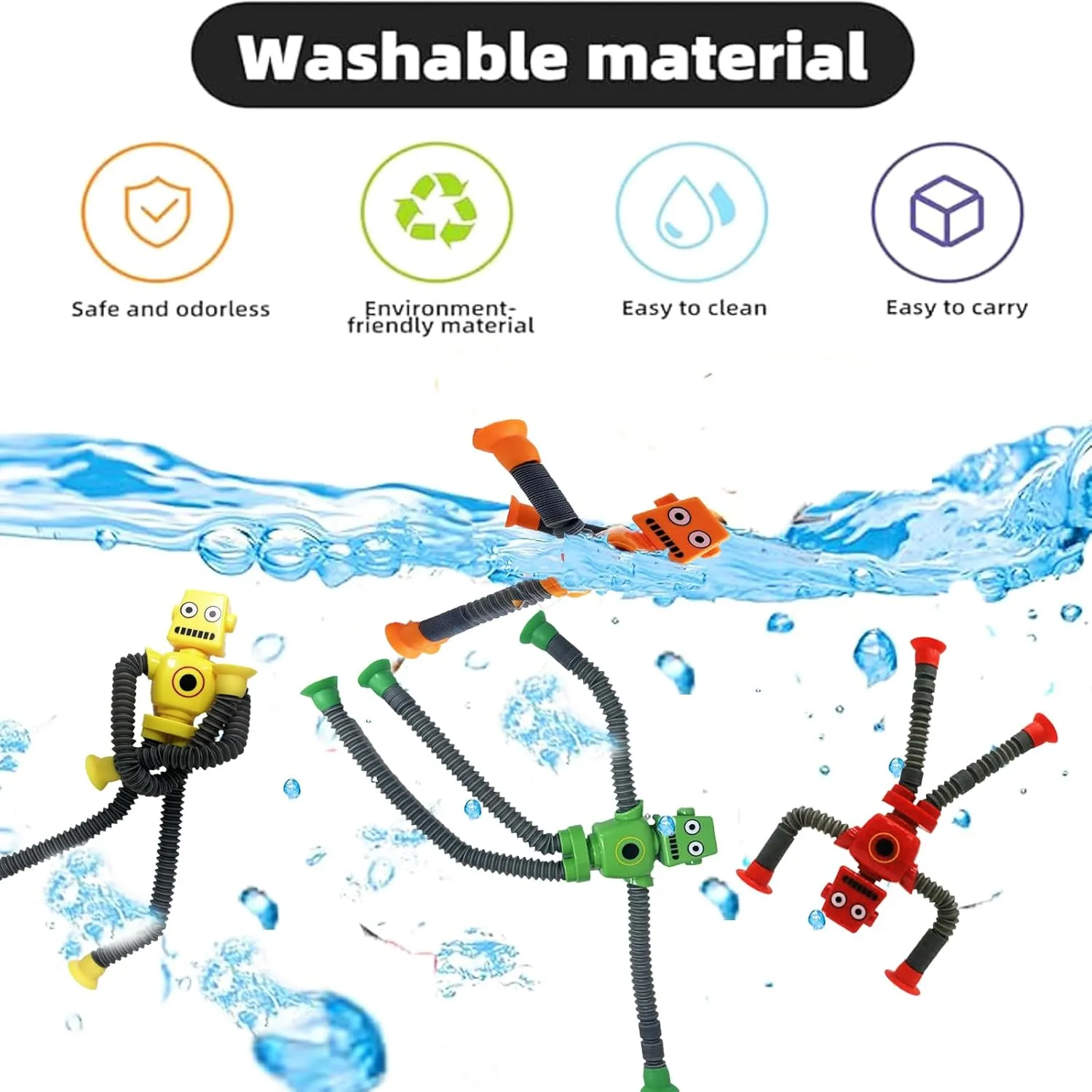 Changing Shape Robot Toy, Suction Cup Toys,Autism Sensory TelescopicPop Tubes Fidget Toys,Parties Birthdays, Easter, Valentine's Day TravelParty Game. (Multicolor 24pcs)
