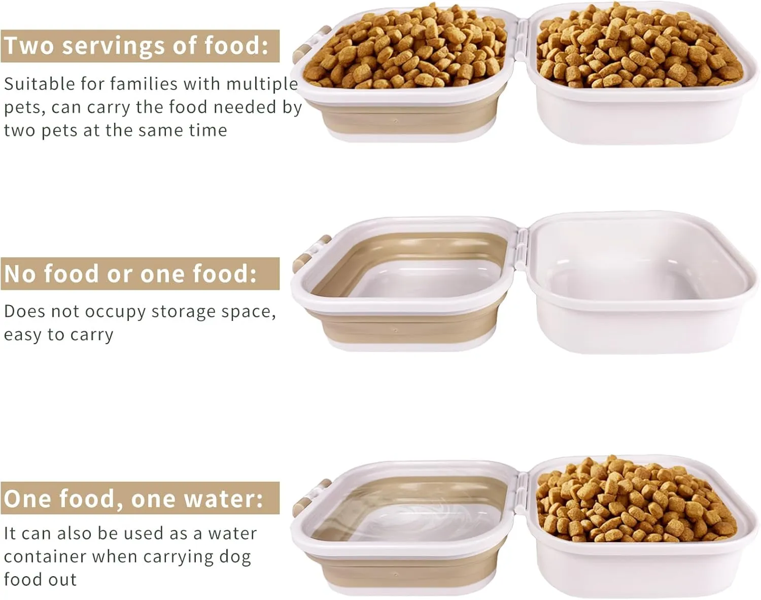 Collapsible Dog Water Bowl, Portable Dog Bowl for Traveling, 2-in-1 Pet Food and Water Feeder - Travel Dog Bowls with Lid for Walking, Traveling, Camping and Hiking