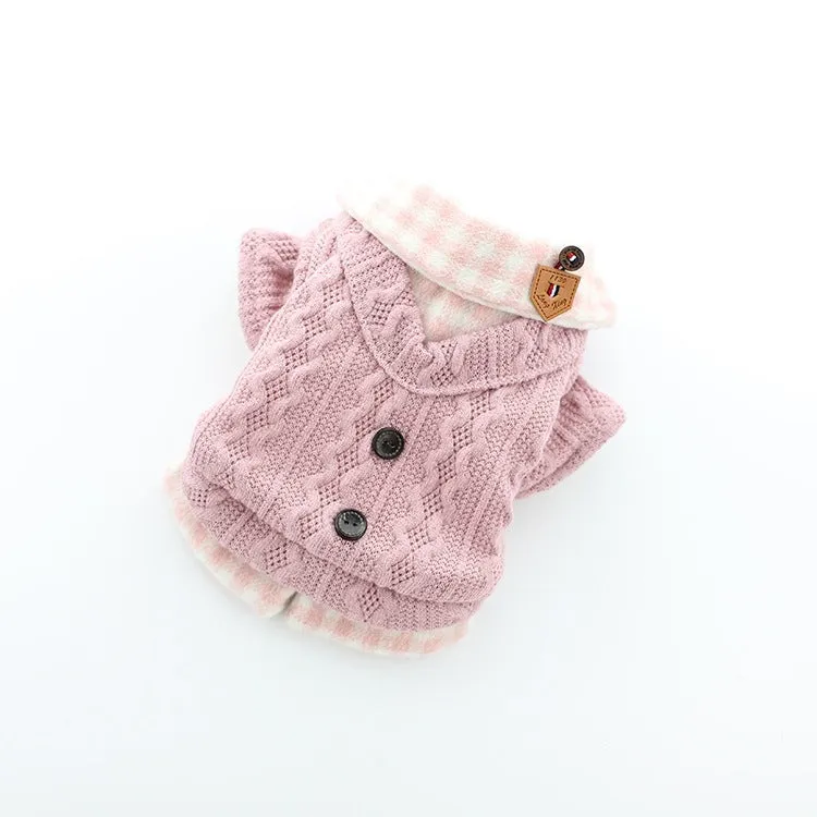Cozy Winter Lollipop Woolen Plaid Pet Sweater – Warm & Stylish for Dogs & Cats