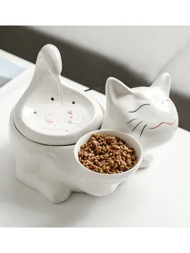 Cute Drinking Fountain With Automatic Circulation For Cats