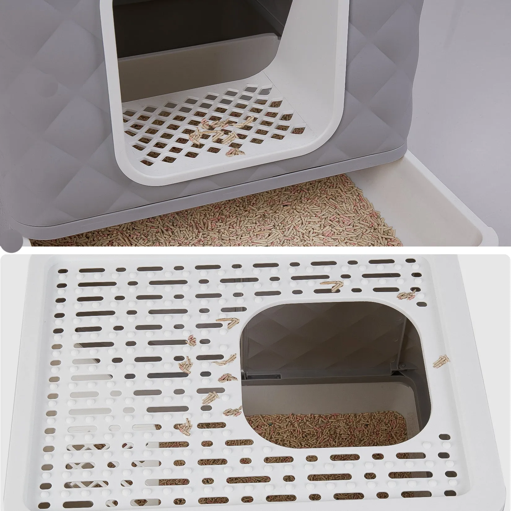 Detachable Cat Litter Box Furniture Top Front-entry Litter Box with Cushion Mat
