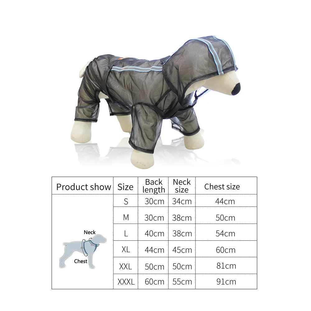 Dog Raincoat Puppy Clothes Pet Rain Jacket Reflective Waterproof Hooded Dog Coat