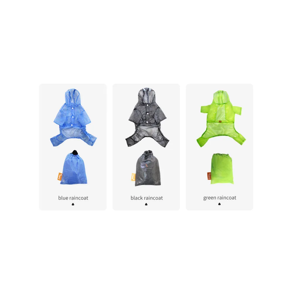 Dog Raincoat Puppy Clothes Pet Rain Jacket Reflective Waterproof Hooded Dog Coat