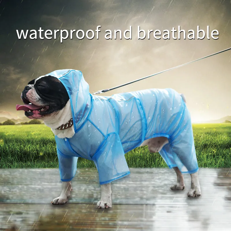 Dog Raincoat Puppy Clothes Pet Rain Jacket Reflective Waterproof Hooded Dog Coat