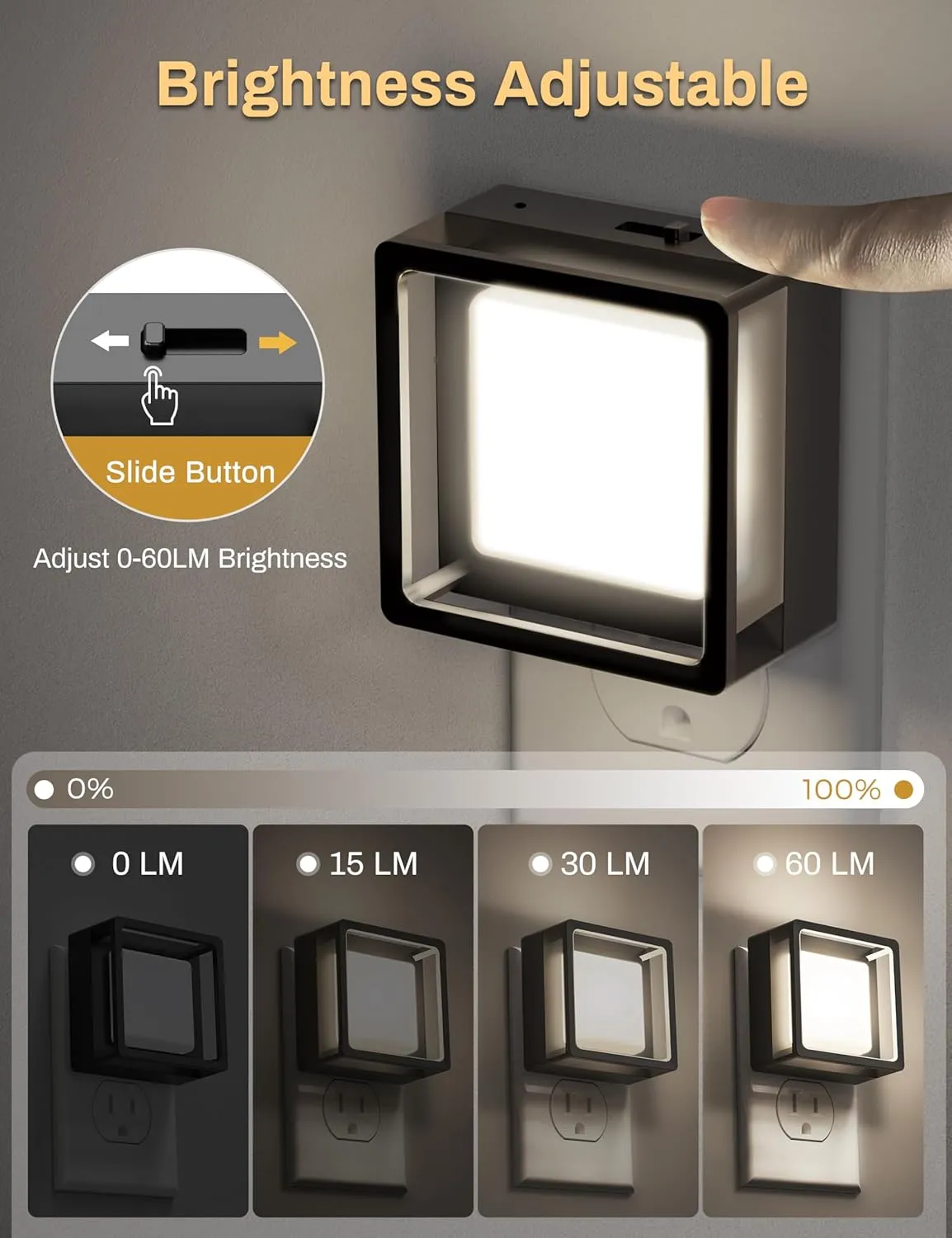 DORESshop Night Light [2 Pack], LED Night Light with Dusk to Dawn Sensor, Night Lights Plug Into Wall, Adjustable Brightness Nightlights for Adults, Bedroom, Bathroom, Kitchen, Daylight White 5000k