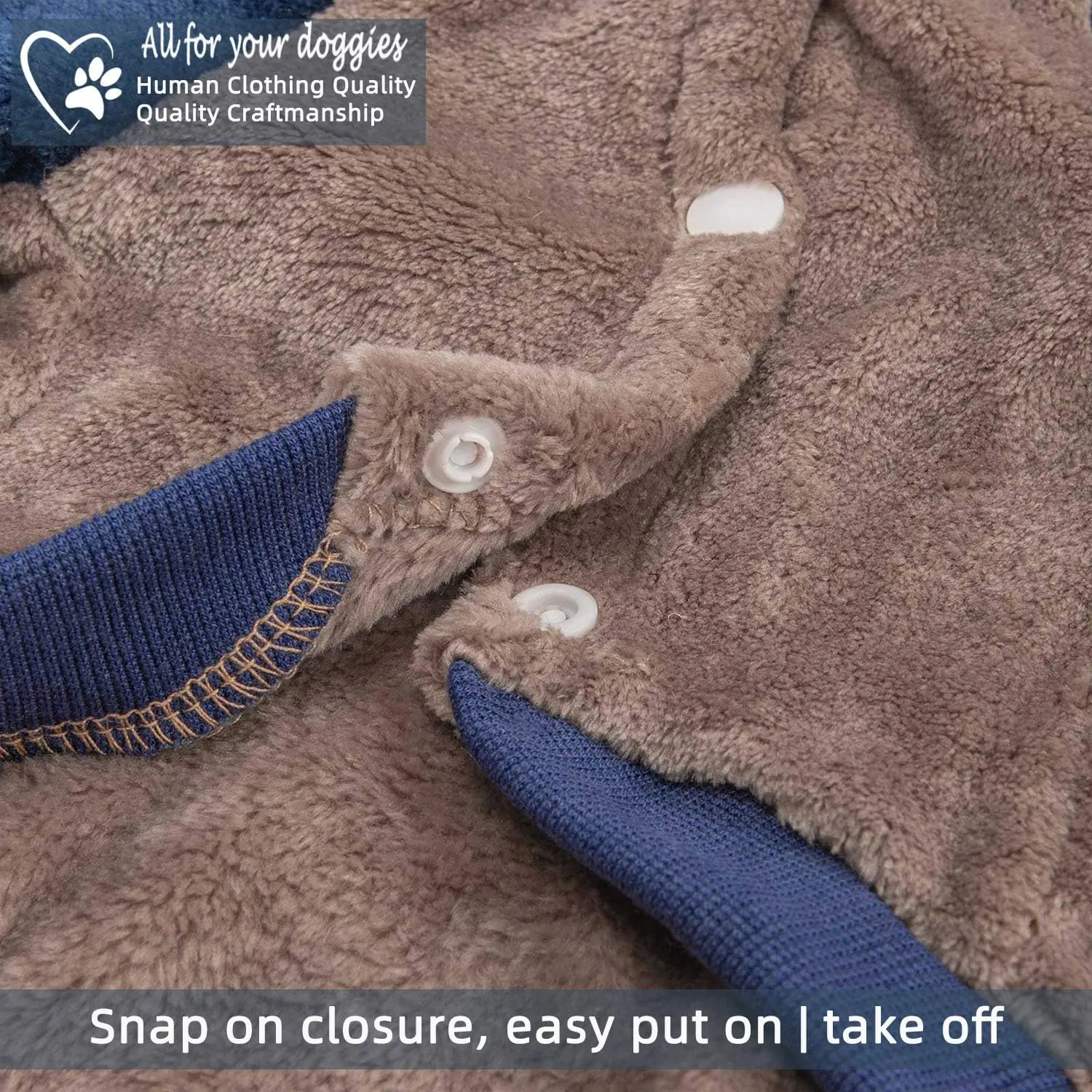 FabriCastle Dog Hoodie Sweater for Small Dogs Boy and Girl, Dog Clothes S XS XXS Puppy Sweatshirt, Pet Outfit, Cat Clothing Super Soft Warm Snap On Closure (Khaki-Navy, X-Small)