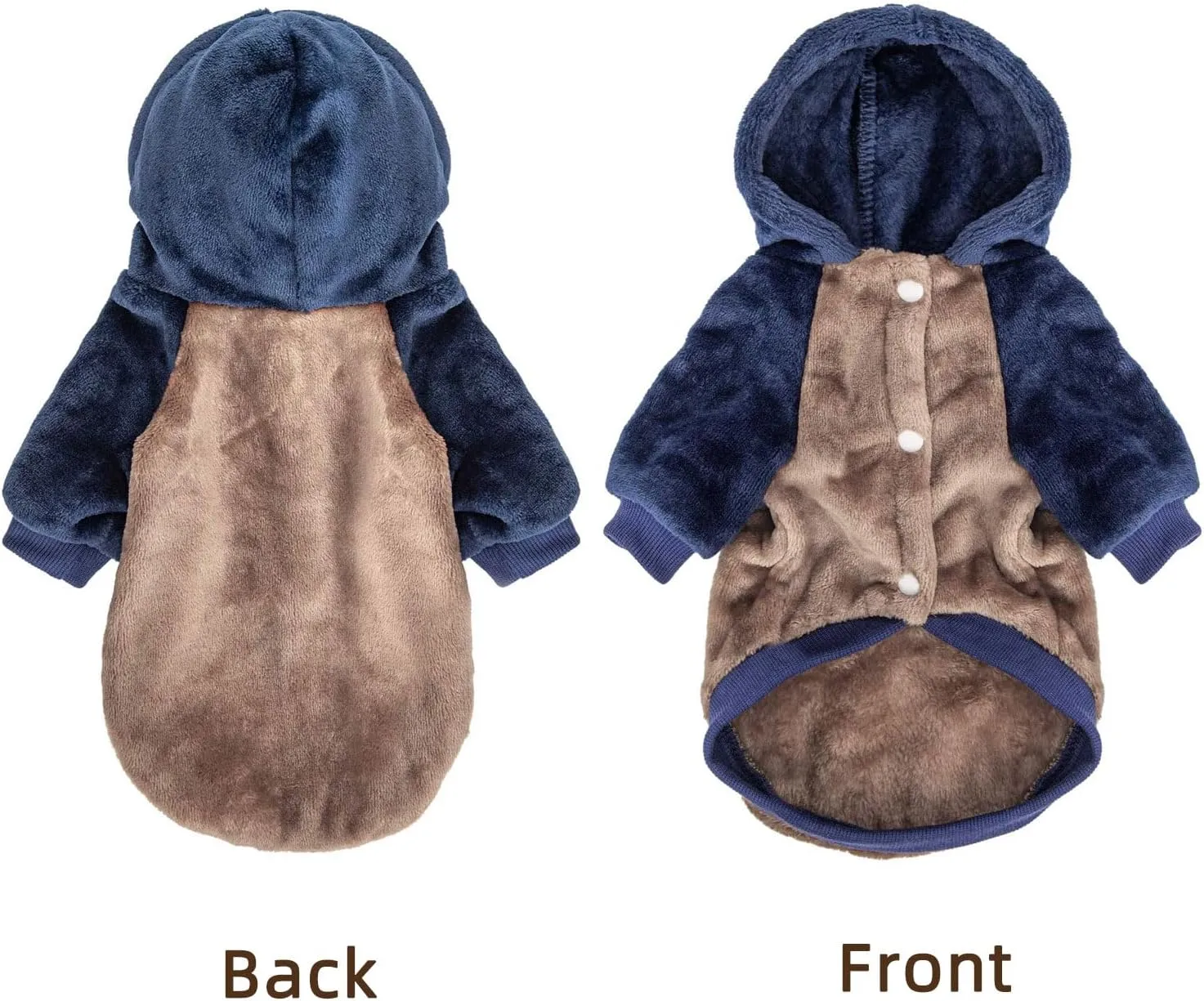 FabriCastle Dog Hoodie Sweater for Small Dogs Boy and Girl, Dog Clothes S XS XXS Puppy Sweatshirt, Pet Outfit, Cat Clothing Super Soft Warm Snap On Closure (Khaki-Navy, X-Small)