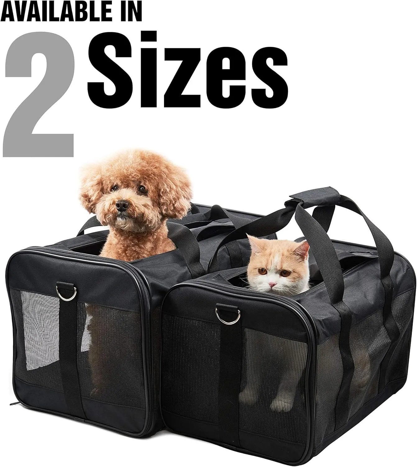 FluffyDream Pet Travel Carrier Soft Sided Portable Bag for Cats, Small Dogs, Kittens or Puppies, Collapsible, Durable, Airline Approved, Travel Friendly, Carry Your Pet with You Safely and Comfortably