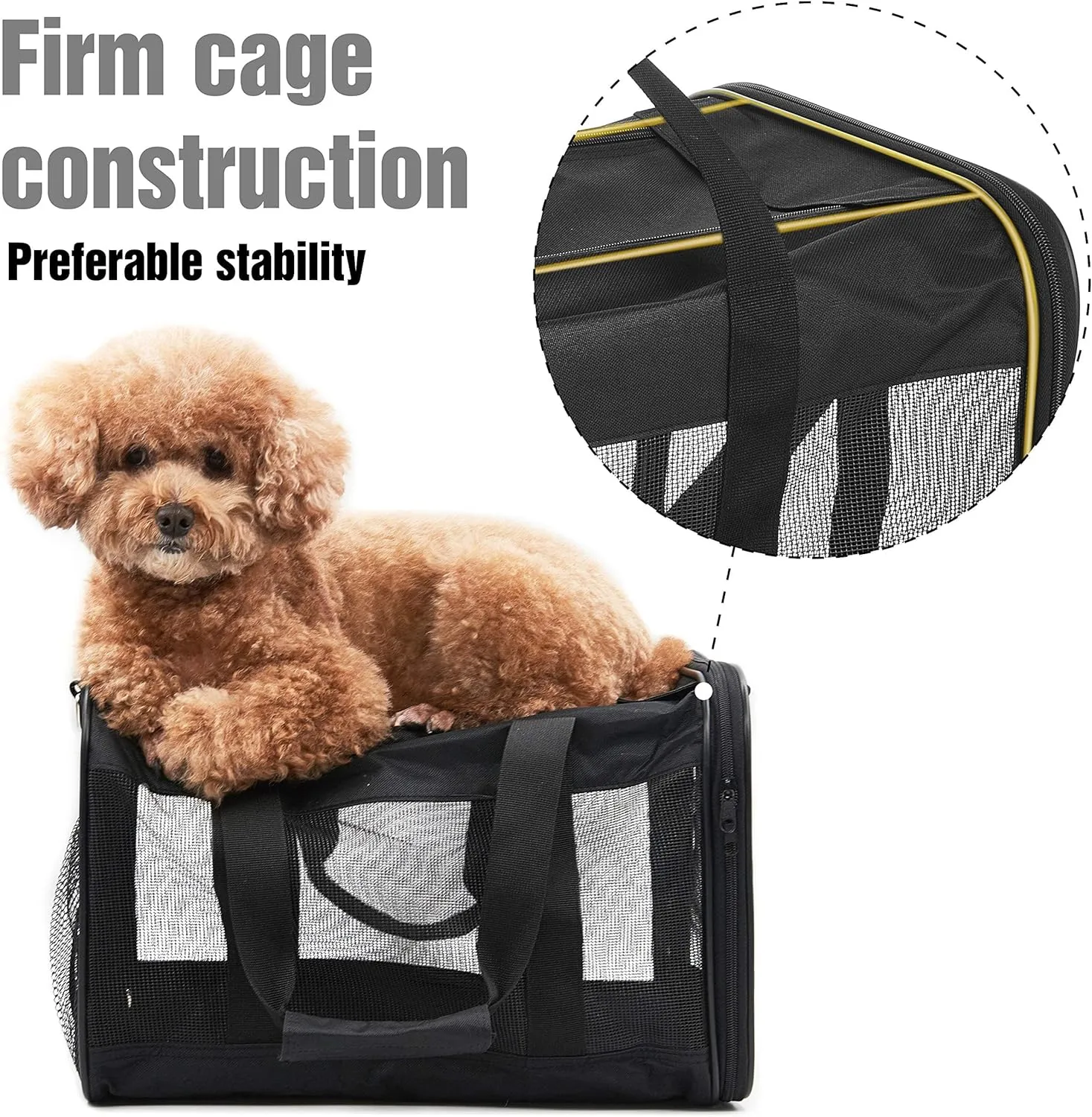 FluffyDream Pet Travel Carrier Soft Sided Portable Bag for Cats, Small Dogs, Kittens or Puppies, Collapsible, Durable, Airline Approved, Travel Friendly, Carry Your Pet with You Safely and Comfortably