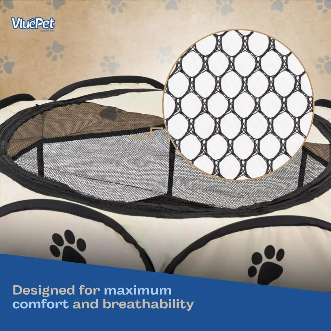 Foldable Pet Playpen, Safe Indoor & Outdoor Fun for Dogs & Cats, Portable Pet Tent with Removable Top Shade Cover, Durable, Lightweight, Multiple Access Points - Light Blue, Large