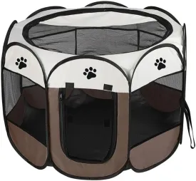 Foldable Pet Playpen, Safe Indoor & Outdoor Fun for Dogs & Cats, Portable Pet Tent with Removable Top Shade Cover, Durable, Lightweight, Multiple Access Points - Light Blue, Large