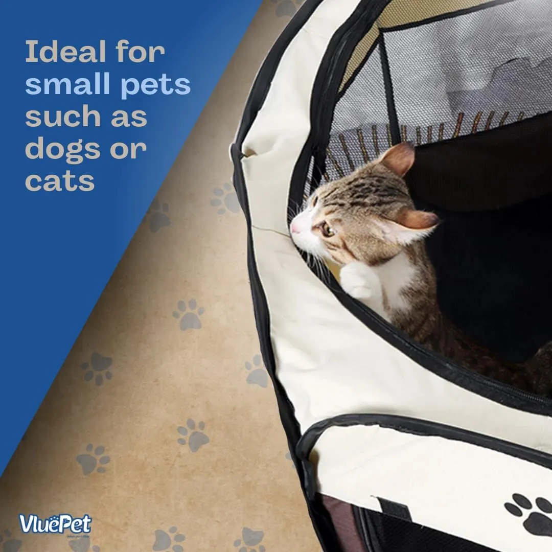 Foldable Pet Playpen, Safe Indoor & Outdoor Fun for Dogs & Cats, Portable Pet Tent with Removable Top Shade Cover, Durable, Lightweight, Multiple Access Points - Light Blue, Large