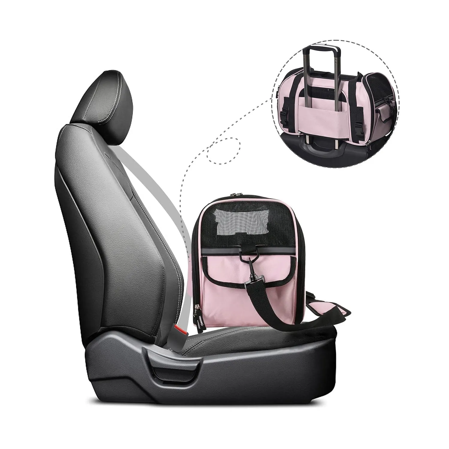 GOOPAWS Soft Sided Small Pet Carrier Comfort for Travel, Pink, 19"