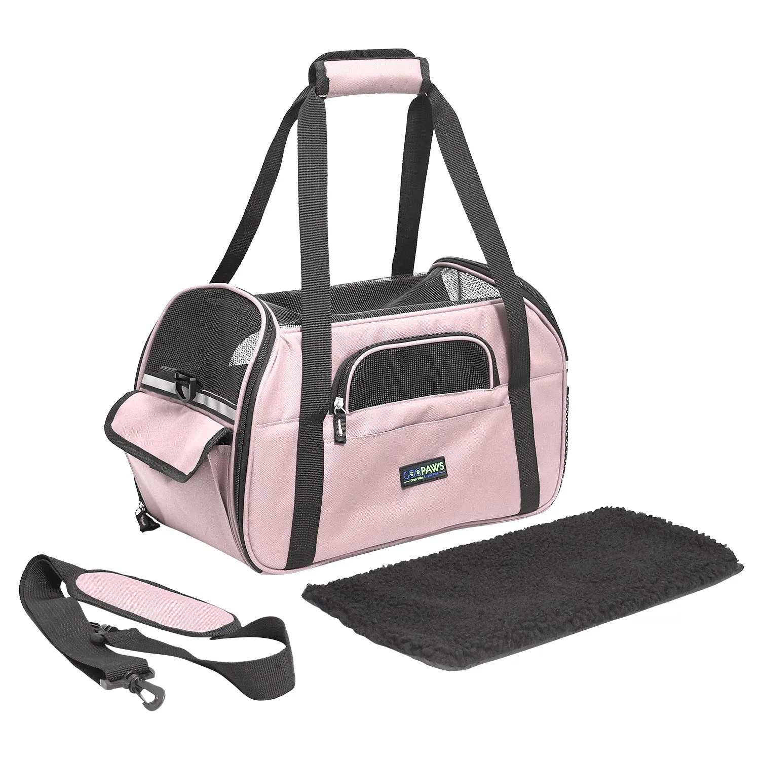 GOOPAWS Soft Sided Small Pet Carrier Comfort for Travel, Pink, 19"