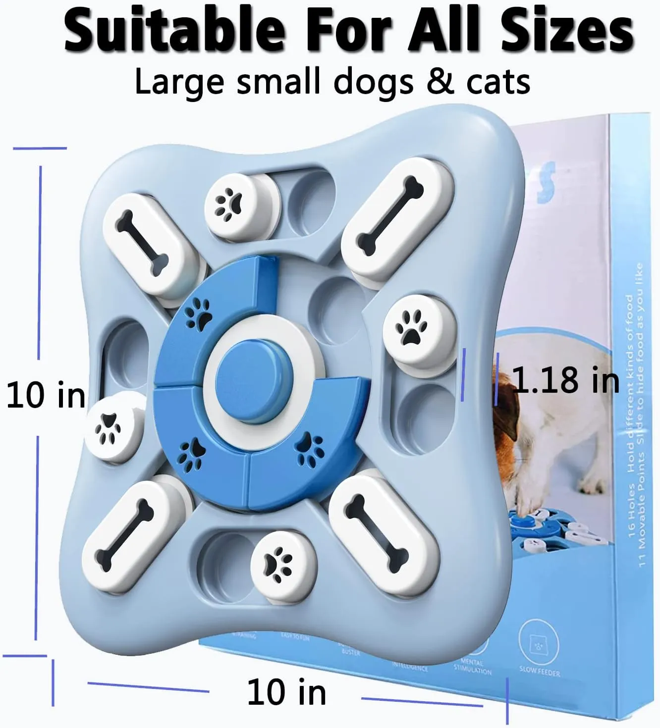 Interactive Dog Puzzle Toys - Enrichment & Mental Stimulation for Large, Medium & Small Dogs; Treat Dispensing Chew Toys for Puppy & Cats (Sky Blue)