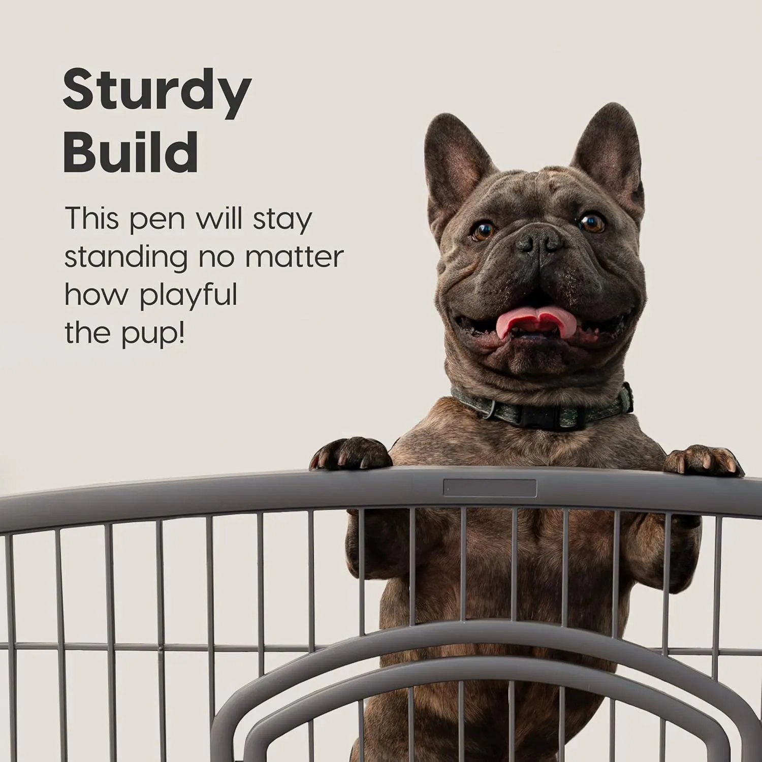 IRIS USA Dog Playpen, 8-Panel 34" Pet Playpen with Door, Puppy Playpen, Indoor/Outdoor Dog Pen, 63 x 63 x 34, Foldable, Customizable, Dark Gray