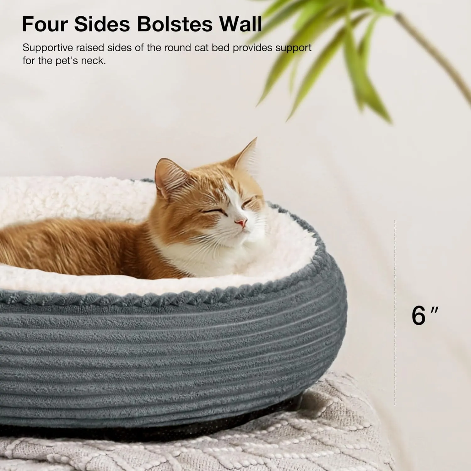 Love's cabin Round Donut Cat and Dog Cushion Bed, 20in Pet Bed for Cats or Small Dogs, Anti-Slip Water-Resistant Bottom, Super Soft Durable Fabric Pet beds, Washable Cat Dog Bed Stripe Bluish Grey